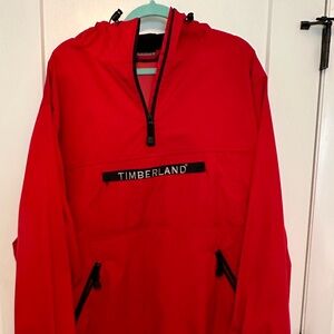 TIMBERLAND | Vintage Half-Zip Anorak Hooded Jacket, Red, XL Men’s